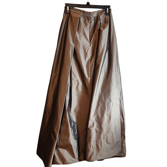 AIDAN MATTOX SIZE 2 FULLY LINED FORMAL MAXI SKIRT BRONZE METALLIC LUXURY GLAMOUR - Picture 7 of 9